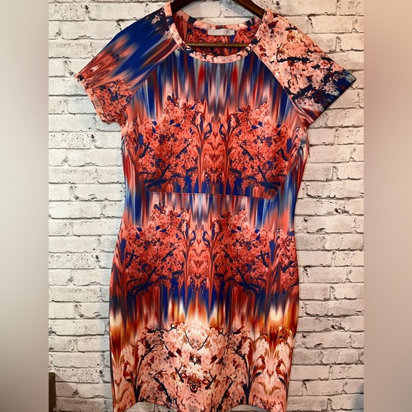 ZARA W&B Collection Cherry Blossom Scuba Dress Large - Picture 2 of 4